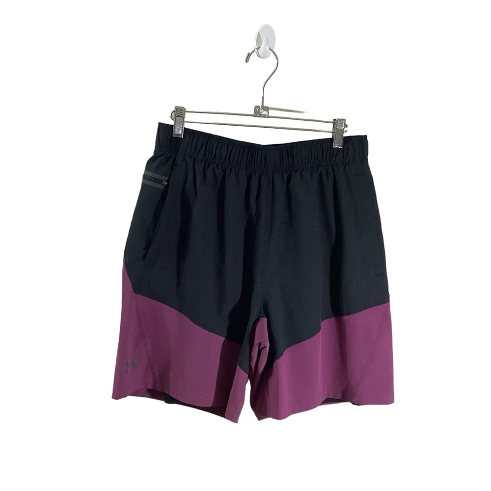 Under Armour Woven 2-in-1 Shorts Purple Black 7" Gym